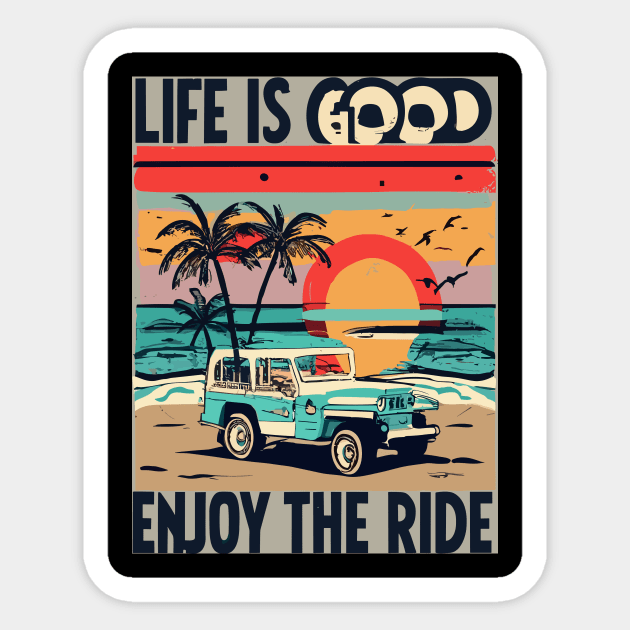 Retro Vintage Jeep - Enjoy the life Sticker by kknows